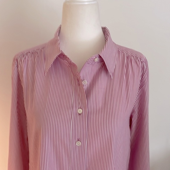 J.CREW Woman’s Crisp Cotton Button Down Pin Striped Shirt Pink/White Size 6 - Picture 2 of 8